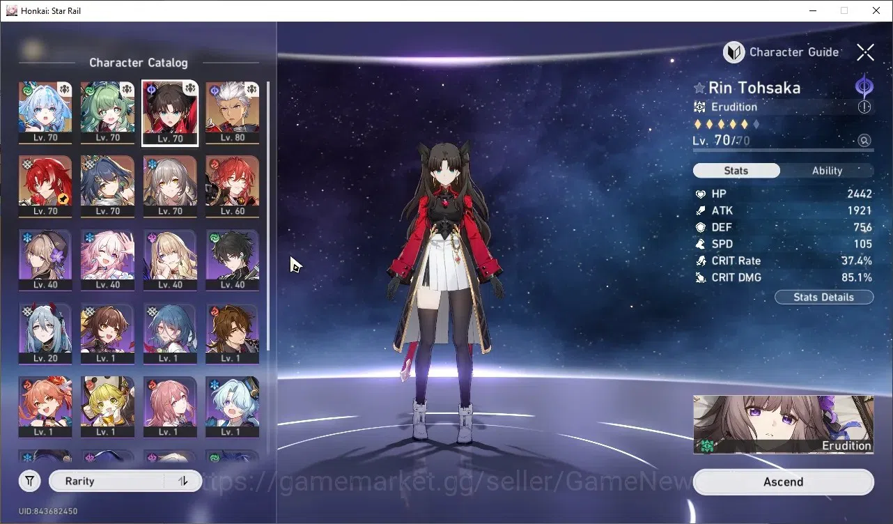 Honkai Star Rail Accounts Others Asia|TL 61|6 Limited| (Archer)+Sign Rin Tohsaka,Cerydra,Argenti,Yunli,huohuo +1 STD 1