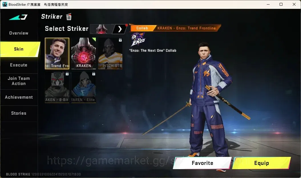 Blood Strike Accounts Collab Skin ASIA |1 Eternal Striker : ZERO-Odashadow|3 Collab Guns : 2 TR, 1 EVA |1 Legendary Melee 11