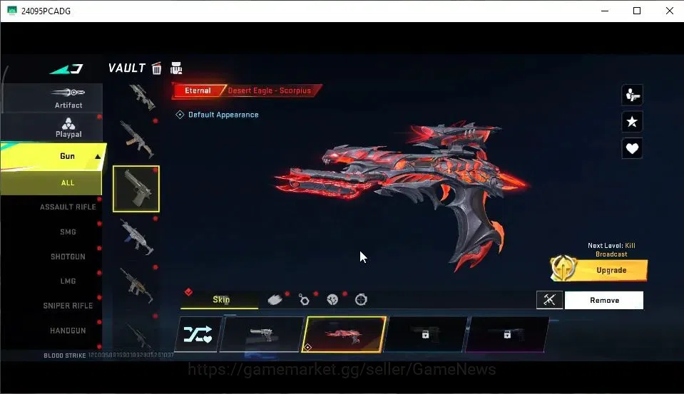 Blood Strike Accounts High-End ASIA|ETERNAL DEagle-Scorpius|2 ULTRA Melee[Talon Knife,Scythe]|5 Collab AOT|3 Collab 7DS|45 14