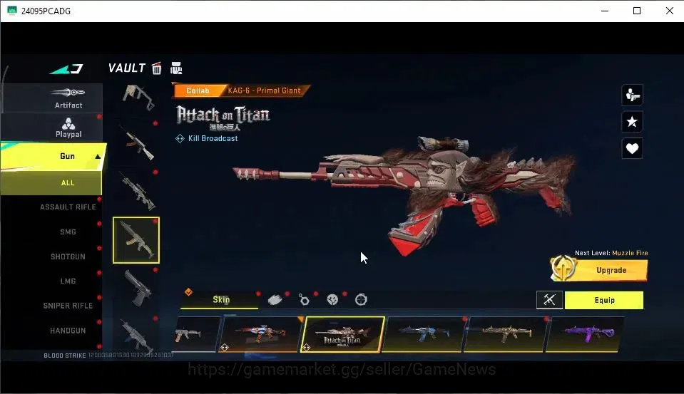 Blood Strike Accounts High-End ASIA|ETERNAL DEagle-Scorpius|2 ULTRA Melee[Talon Knife,Scythe]|5 Collab AOT|3 Collab 7DS|45 15