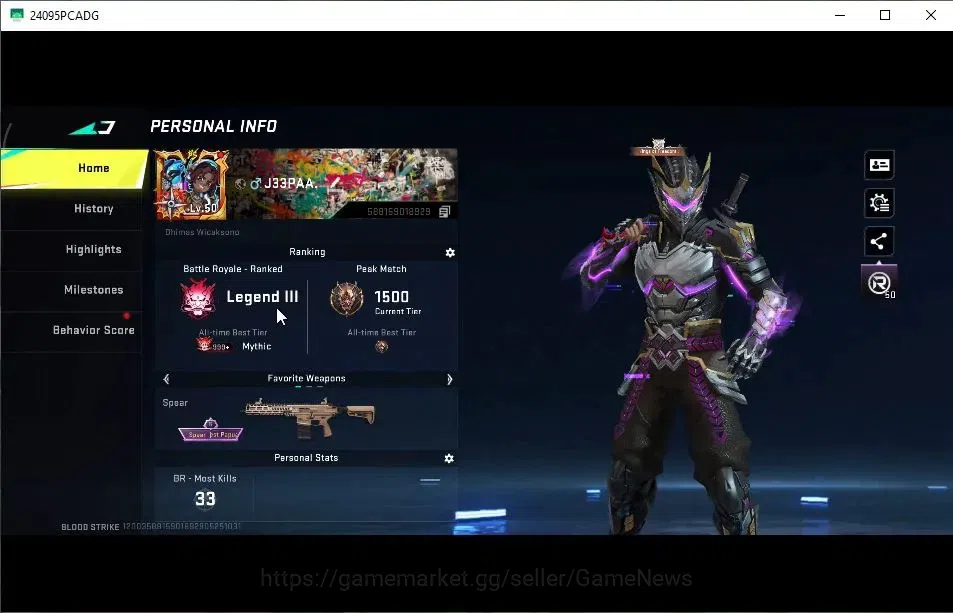 Blood Strike Accounts High-End ASIA|ETERNAL DEagle-Scorpius|2 ULTRA Melee[Talon Knife,Scythe]|5 Collab AOT|3 Collab 7DS|45 2