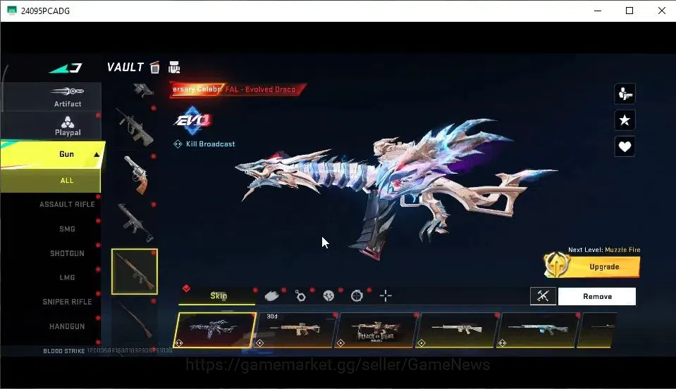 Blood Strike Accounts High-End ASIA|ETERNAL DEagle-Scorpius|2 ULTRA Melee[Talon Knife,Scythe]|5 Collab AOT|3 Collab 7DS|45 9