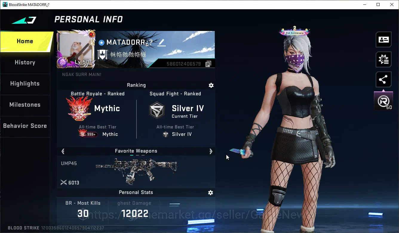 Blood Strike Mid-Tier ASIA|Collab 7DS[QBZ95-Coffin,AK47-Rhitta]+MELE BFK image 1