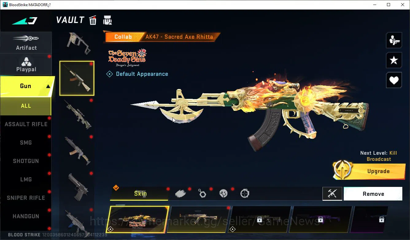 Blood Strike Accounts Mid-Tier ASIA|Collab 7DS[QBZ95-Coffin,AK47-Rhitta]+MELE BFKnife-SyntWave|6 5