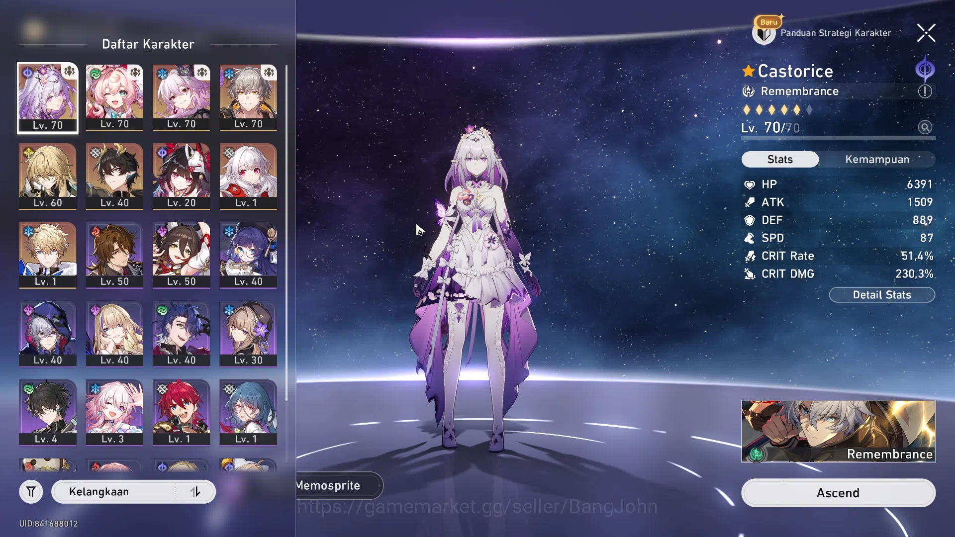 Honkai Star Rail Accounts ASIA | TL 52 | 3 Limit | Semi Prem Remembrance | E image 2