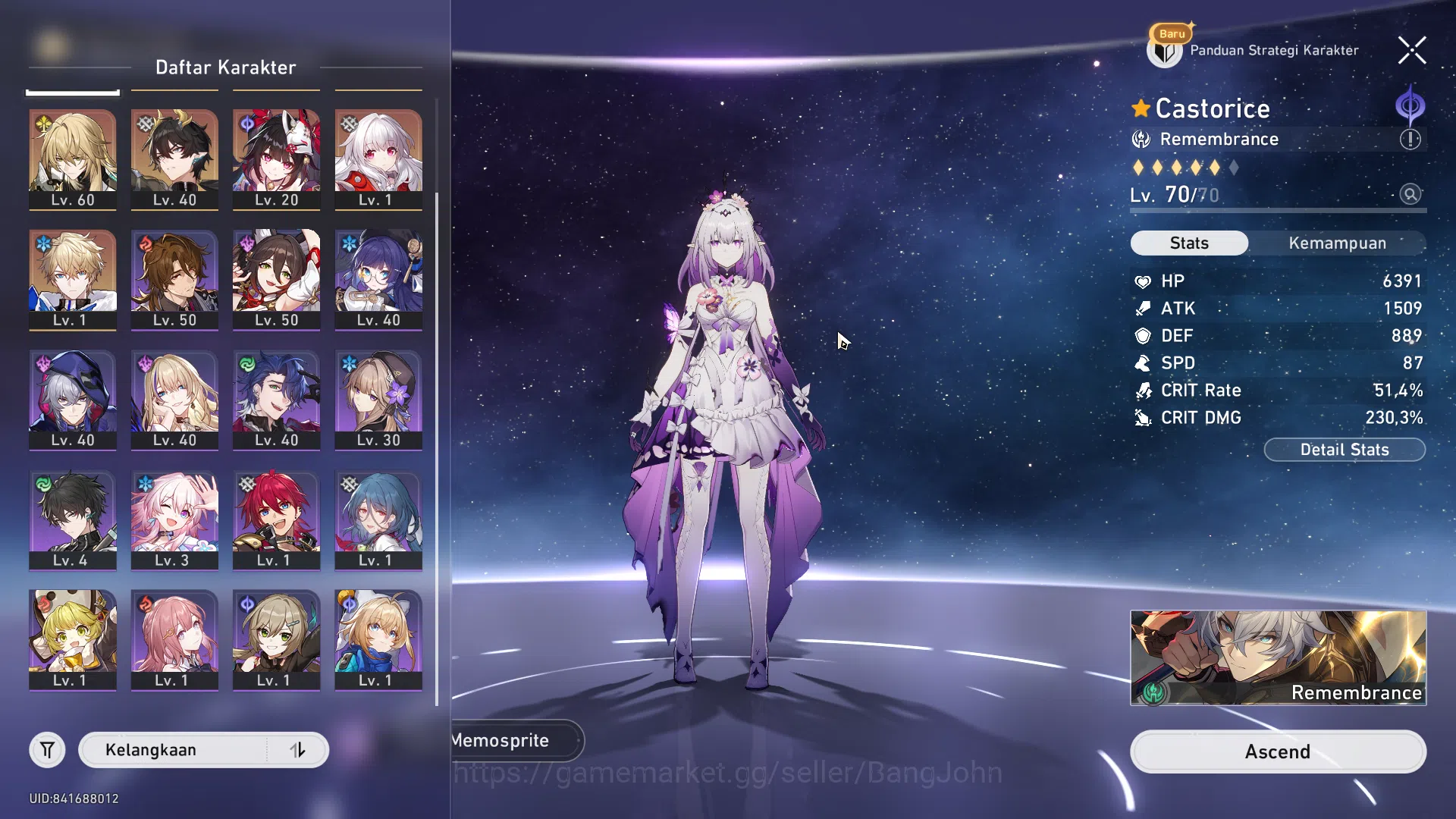 Honkai Star Rail Accounts ASIA | TL 52 | 3 Limit | Semi Prem Remembrance | E image 3