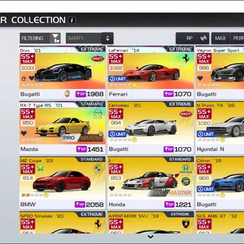 Racing Master Accounts SEA|Lvl 17|20k DM| 3 Prime Legend (Bugatti Divo 21,Veyron Super Sport 10,RX-7 RS)+38 Etc Cars +Urban