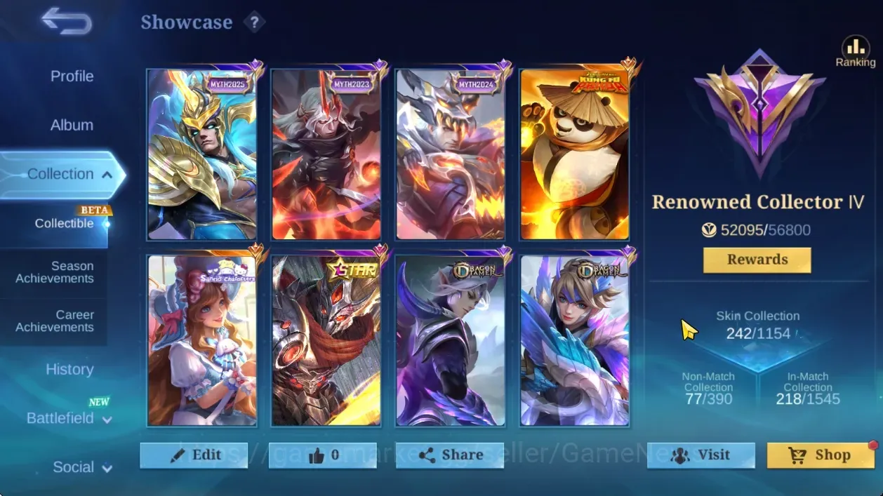Mobile Legends: Bang Bang Accounts Collector Hero 130|SKin 242|Kungfu Panda Akai,Sanrio Floryn,Annual Haya,CC Nata,Sparkle 1