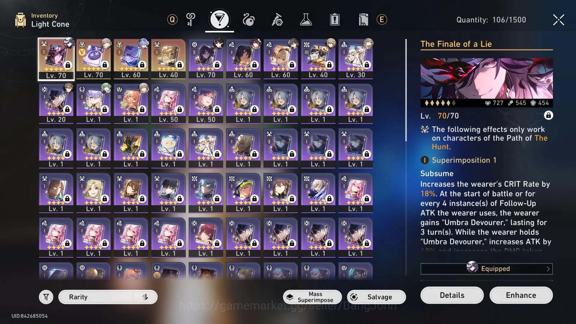 Honkai Star Rail Accounts ASIA | 7 Limit | TL70 | Dan Heng PT, Silver Wolf,  image 17