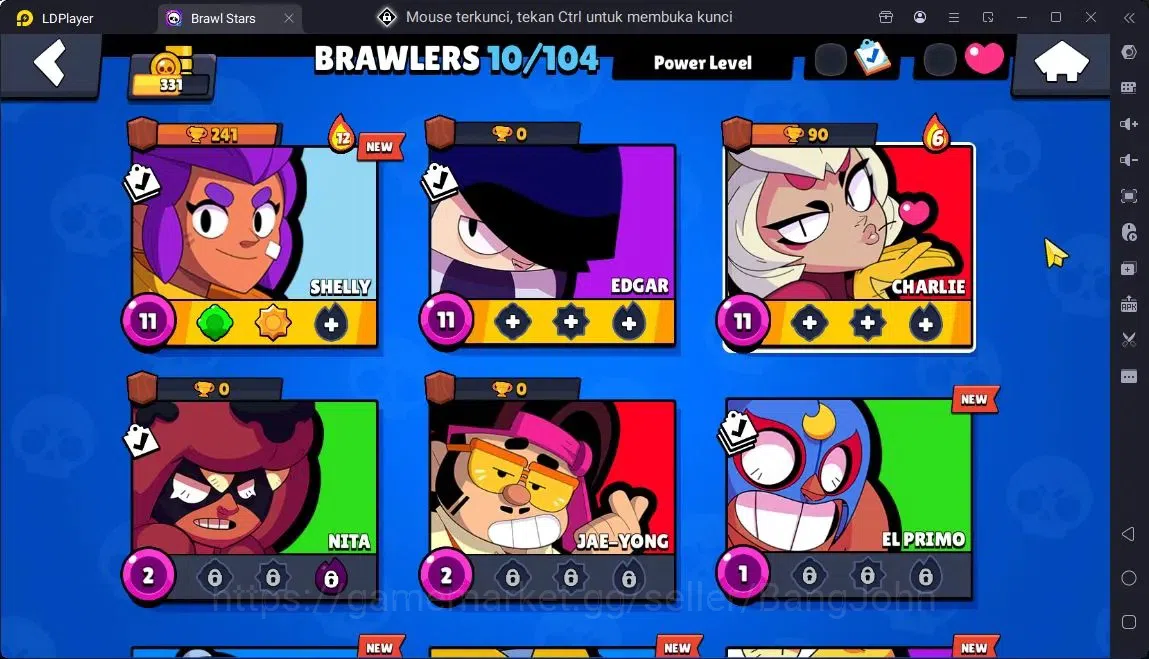 Brawl Stars Accounts Global |Trophy 331|10 Brawler|1150 Bling|55 Gems|1 S Rare,1 Epic Skins| ProtectOff |Check SS BRS290B 5