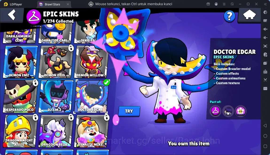 Brawl Stars Accounts Global |Trophy 331|10 Brawler|1150 Bling|55 Gems|1 S Rare,1 Epic Skins| ProtectOff |Check SS BRS290B 8