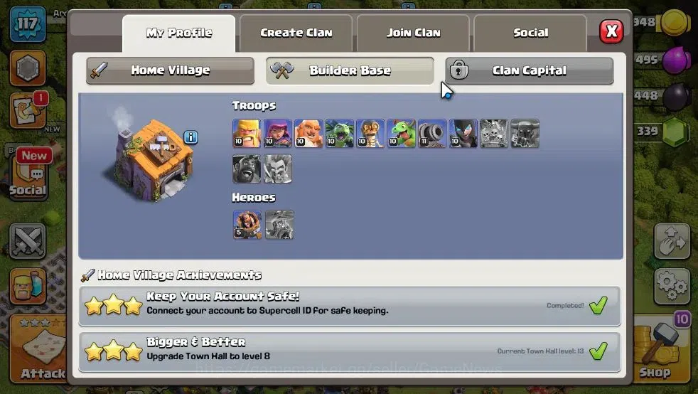 Clash of Clans Accounts Lv 117|TH 13 - BH 6 Lvl 117 | Limited Skin | BK48- image 6