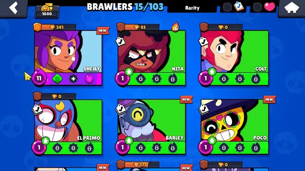 Brawl Stars Accounts 1000 Trophy| 15 Brawler 3 Max Lvl [Shelly,Rico,Amb image 8