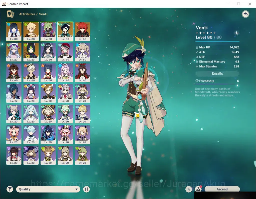 Genshin Impact Accounts ASIA|AR 45 |2 Limited| Yelan, Vent|MC Male | Take  image 2