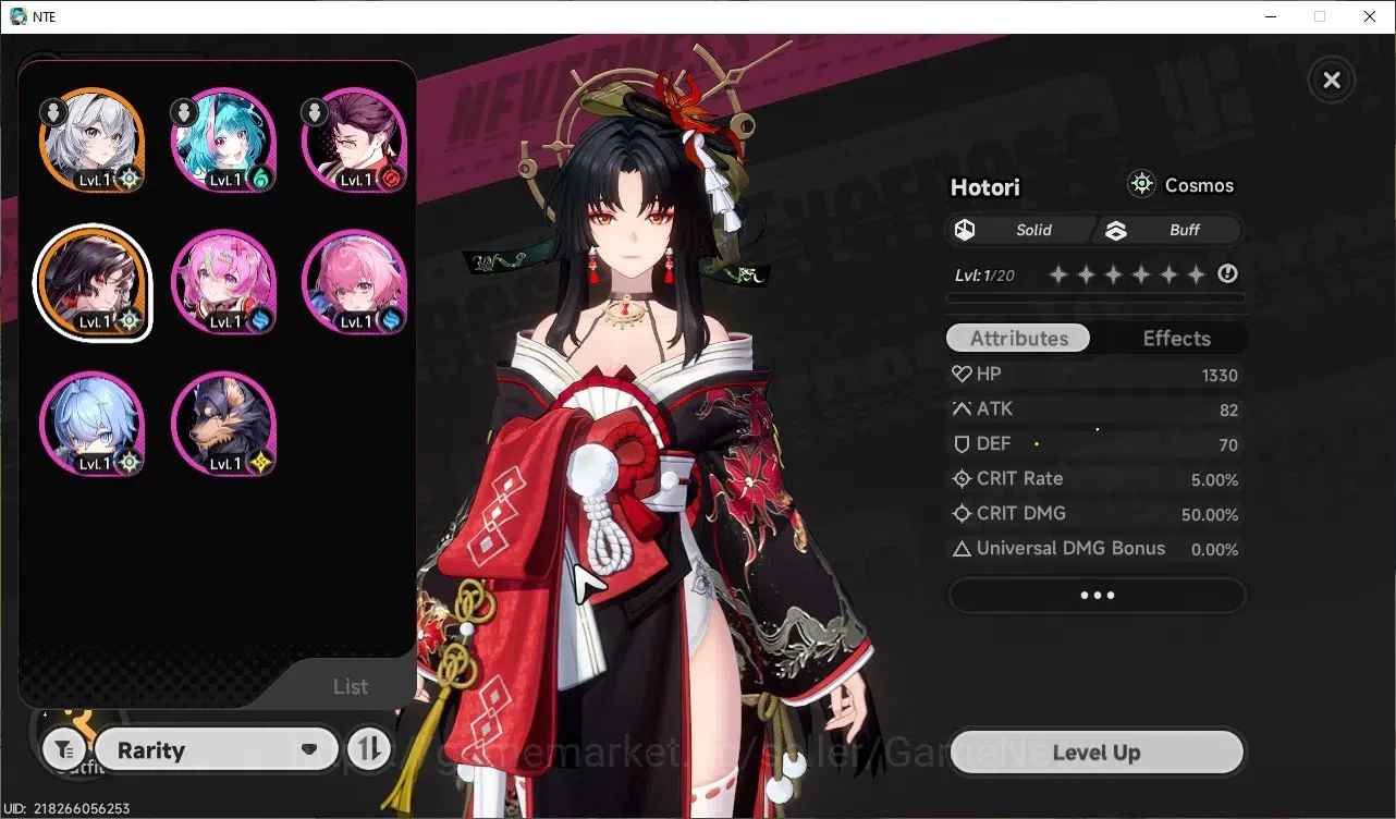 Neverness to Everness Accounts GLOBAL NA|HL 3|1 SSR| Limited Hotori |2 SSR Selector On|6 SR|Orchid Breeze Glider|Female 1