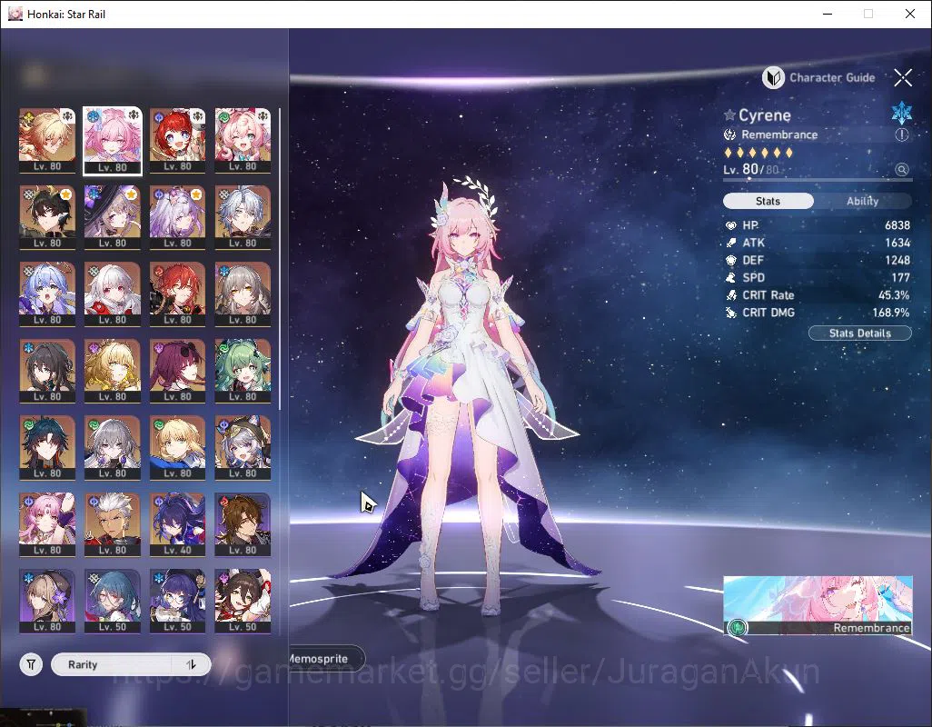Honkai Star Rail Accounts End Game ASIA|TL 70|16 Limited |[Cyrene,Castorice]+Sign 3