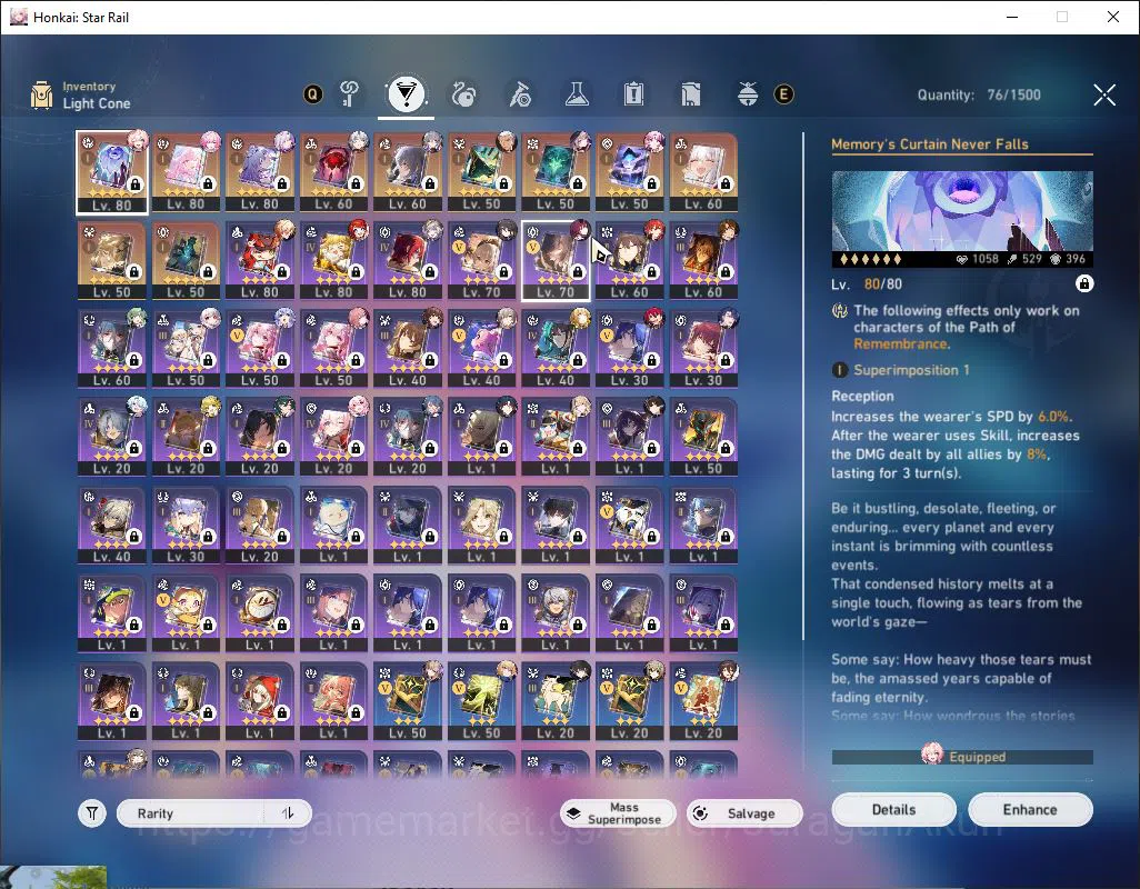 Honkai Star Rail Accounts End Game ASIA|TL 70|16 Limited |[Cyrene,Castorice]+Sign 4