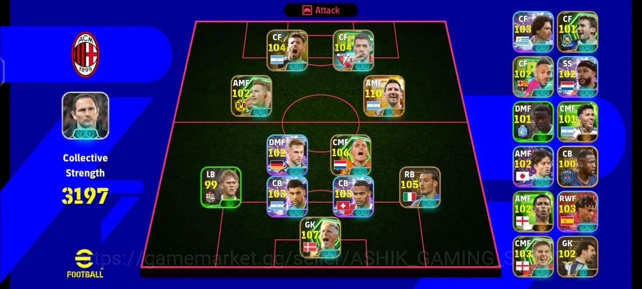 eFootball Accounts Legends & Iconic Players eFootball 2026 Dream Team ID | Messi 110 + 100+ Rated Players | Strong Squad 1