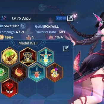 Mobile Legends: Adventure Accounts Sv 75xxx|Lv 75|8563k Battle Power|VIP 7|Camp 47-9|229k Diamond|114 Hero,1 Awk,1