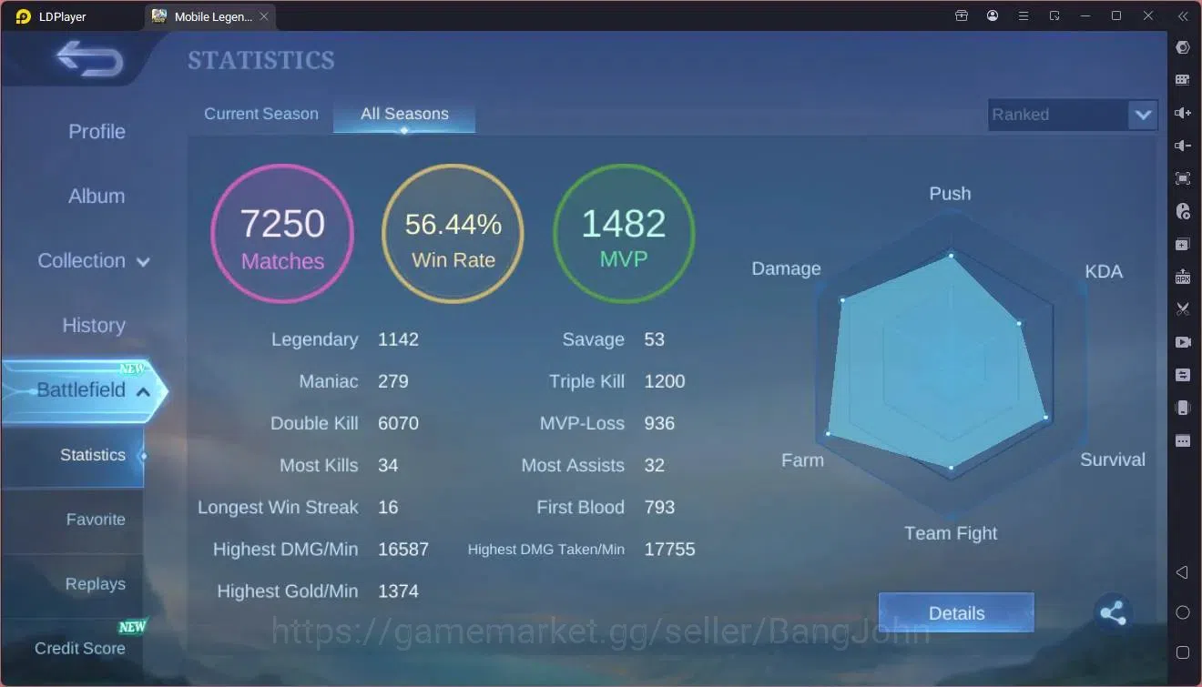 Mobile Legends: Bang Bang Accounts Global|Hero 139|Skin 317|Renowned|KOF Karina|Lucky image 17