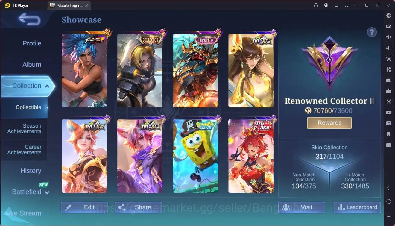 Mobile Legends: Bang Bang Accounts Global|Hero 139|Skin 317|Renowned|KOF Karina|Lucky image 18