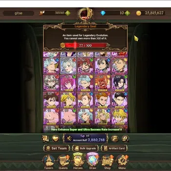 The Seven Deadly Sins: Grand Cross Accounts Endgame GLOBAL|2,8M CC|77 LS|4 LR 8 UR+FullCollab Gachia|NMeli2/6,P