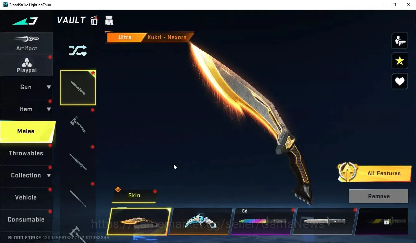 Blood Strike Accounts Collab Skin ASIA|ETERNAL AUG,Karl98K+MELEE TalonKnife,Kukri,AXE|Collab Enzo-Kraken,BLEACH TOSHIRO,TR 16