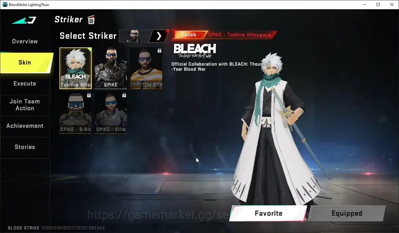 Blood Strike Accounts Collab Skin ASIA|ETERNAL AUG,Karl98K+MELEE TalonKnife,Kukri,AXE|Collab Enzo-Kraken,BLEACH TOSHIRO,TR 5