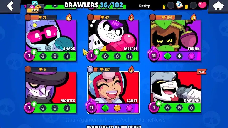 Brawl Stars Accounts 3972 Trophies, 36 Brawlers, 7 Max Lvl , 3 Mythic [ image 12