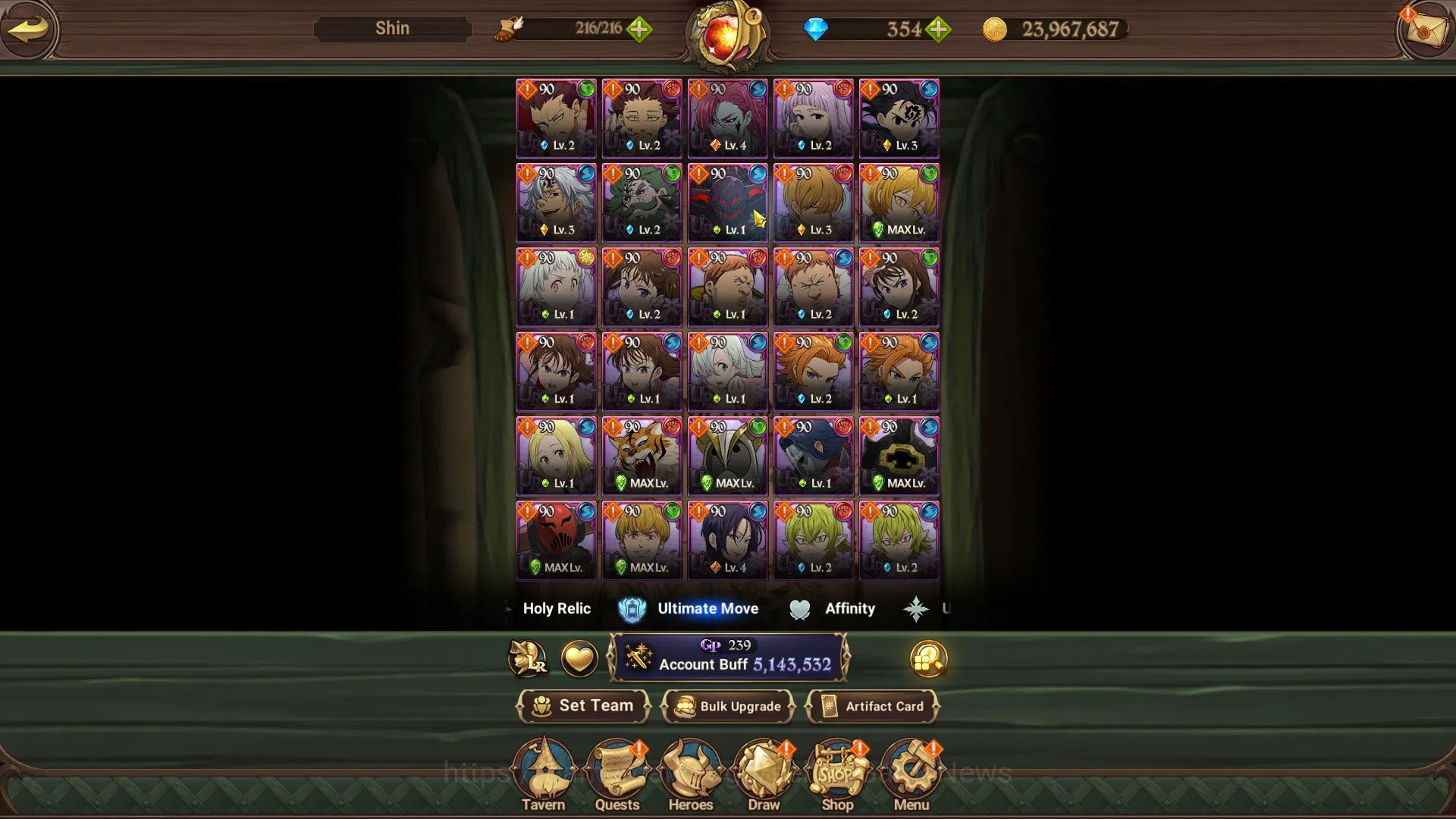 The Seven Deadly Sins: Grand Cross Accounts Midgame Asia|5,1 M CC|354 DM+190 LS|2 LR+9 UR+Collab[Fire 10