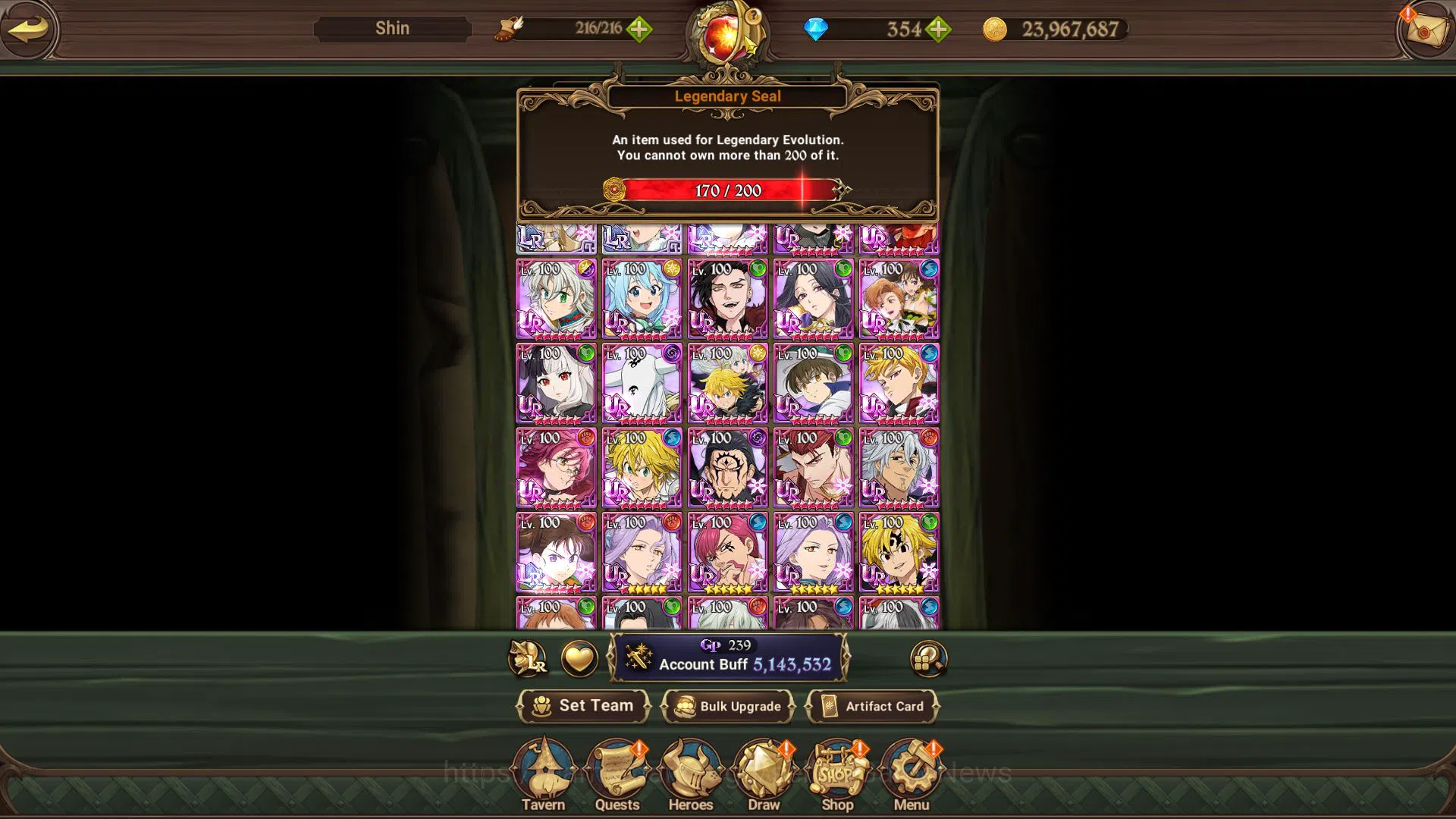The Seven Deadly Sins: Grand Cross Accounts Midgame Asia|5,1 M CC|354 DM+190 LS|2 LR+9 UR+Collab[Fire 3