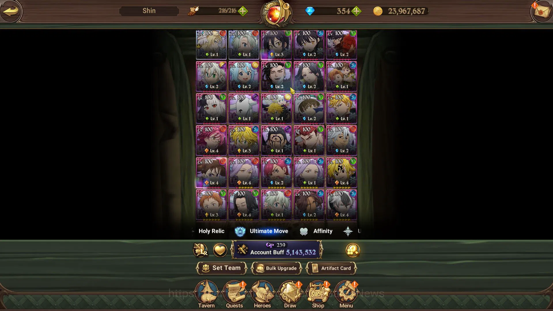 The Seven Deadly Sins: Grand Cross Accounts Midgame Asia|5,1 M CC|354 DM+190 LS|2 LR+9 UR+Collab[Fire 4