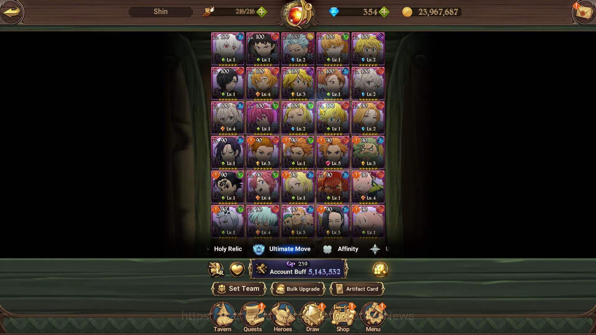The Seven Deadly Sins: Grand Cross Accounts Midgame Asia|5,1 M CC|354 DM+190 LS|2 LR+9 UR+Collab[Fire 8