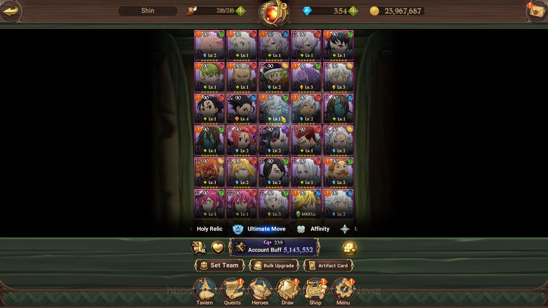The Seven Deadly Sins: Grand Cross Accounts Midgame Asia|5,1 M CC|354 DM+190 LS|2 LR+9 UR+Collab[Fire 9