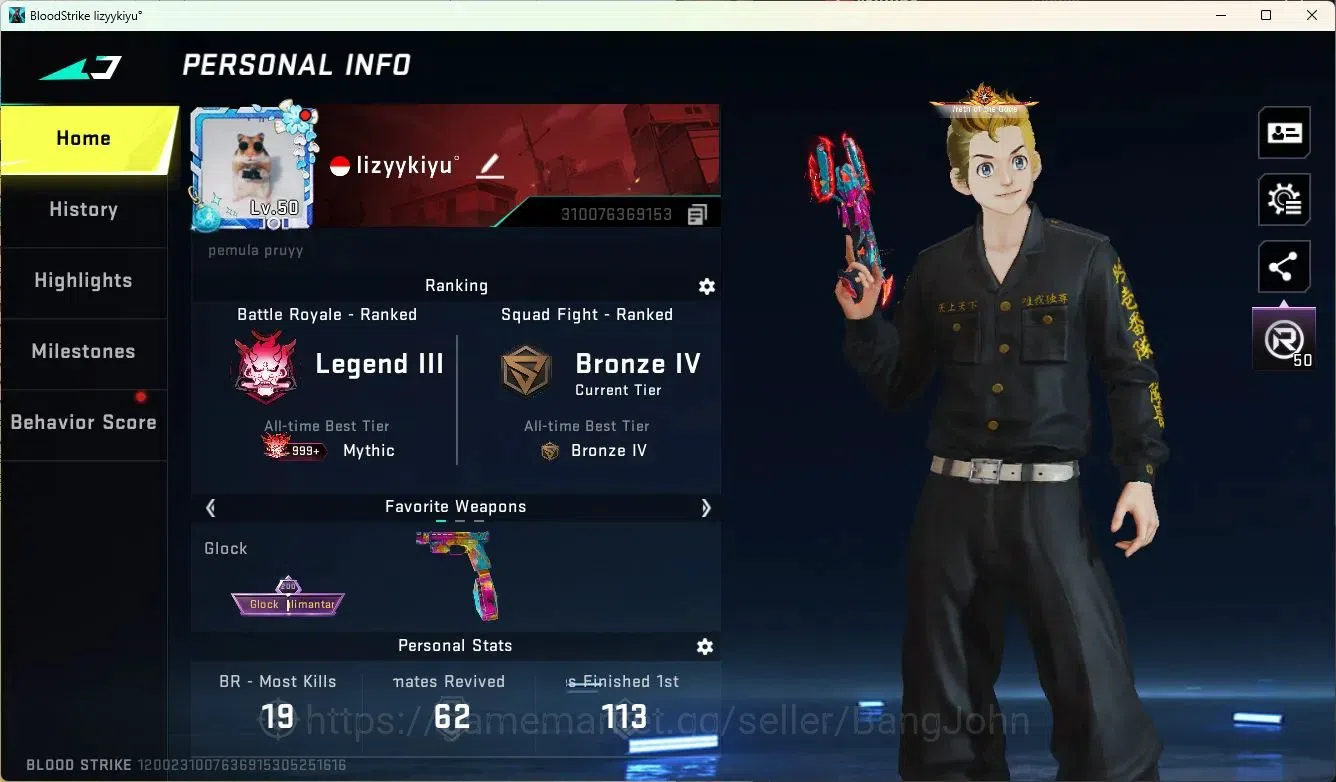 Blood Strike Accounts ASIA | Eternal Desert Eagle-Scorpius | 3 7DS (2 Gu image 1