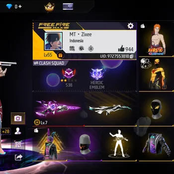 Free Fire Accounts EVO GUN MAX  LEVEL 7 - M1887 2 JUTA - BUNDLE NARUTO LENGKAP - SENJATA UCIHA MP40 - PARAFAL IDAMAN
