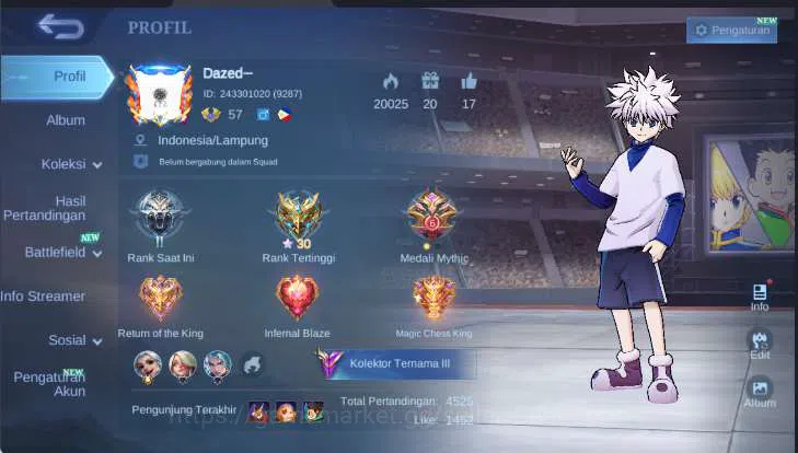 Mobile Legends: Bang Bang Accounts Hero 113 | Skin 227 | Legend Valir, HxH Harit, Tra image 1