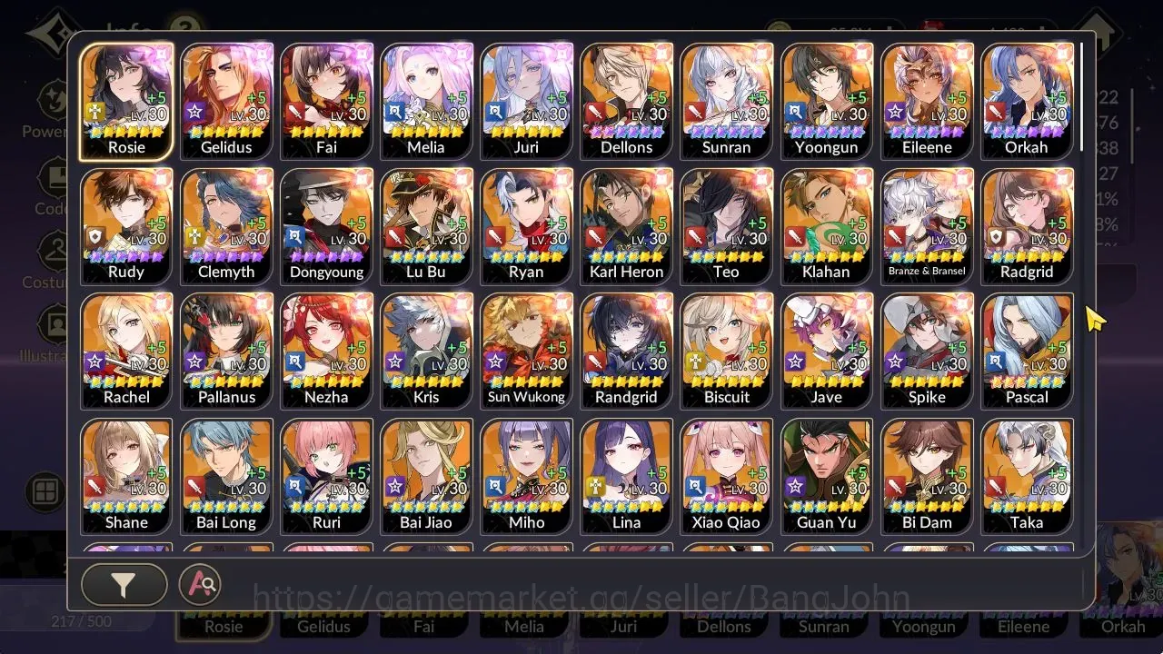 Seven Knights Re:Birth Accounts Global|FullEX7(GelindusTC1,RosieTC1,Fai,Juri,Melia)| 14 TC6(Dellons,Sunran,Yoongun,Etc)|4K 1