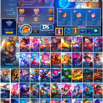Mobile Legends: Bang Bang Accounts 🔥 #4163 🔥 💎 176 Skins 👑 Collector Natalia Warrioress Paragon ⚔️ Expert Collector II