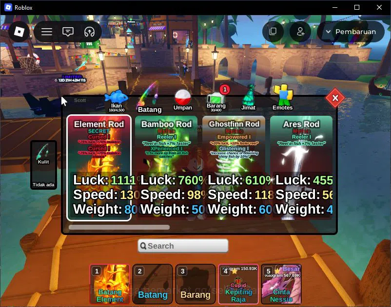 Roblox Accounts [Fish It] Lv 844 |1 SC (Element) 3 Myth (Bamboo,et image 2