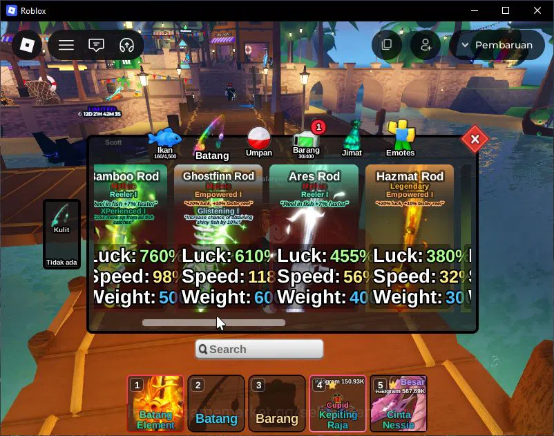 Roblox Accounts [Fish It] Lv 844 |1 SC (Element) 3 Myth (Bamboo,et image 3