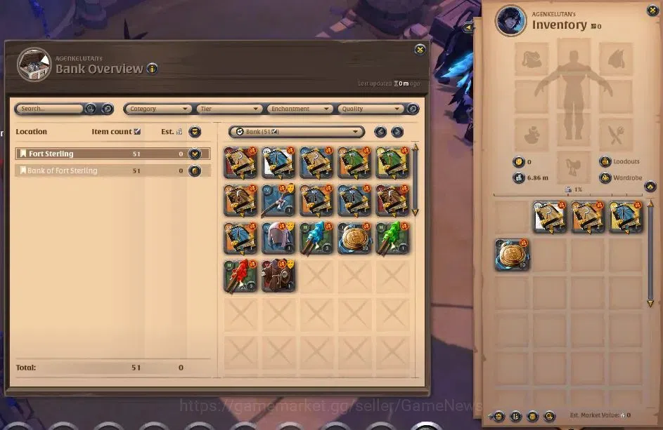 Albion Online Accounts High-End ASIA| 1,6M Total Fame - 6,86 Silver |T6 Ore Miner - T6 Great Fire Staff Build|SwiftClaw 2