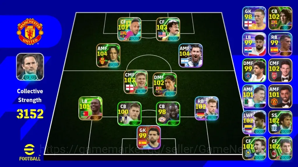 eFootball Accounts Legends & Iconic Players Android|Power 3152|8 Epic Francesco Totti,Dimitar Berbatov,P.E.Aubameyang,Eric 1