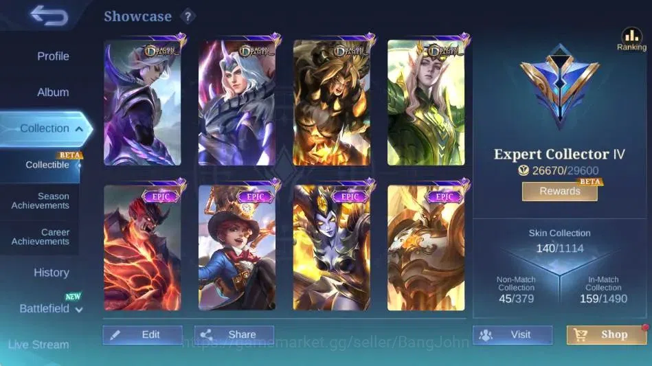 Mobile Legends: Bang Bang Accounts Global|Skin 140|Expert|DragonT Estes+Lancelot+Ling image 2