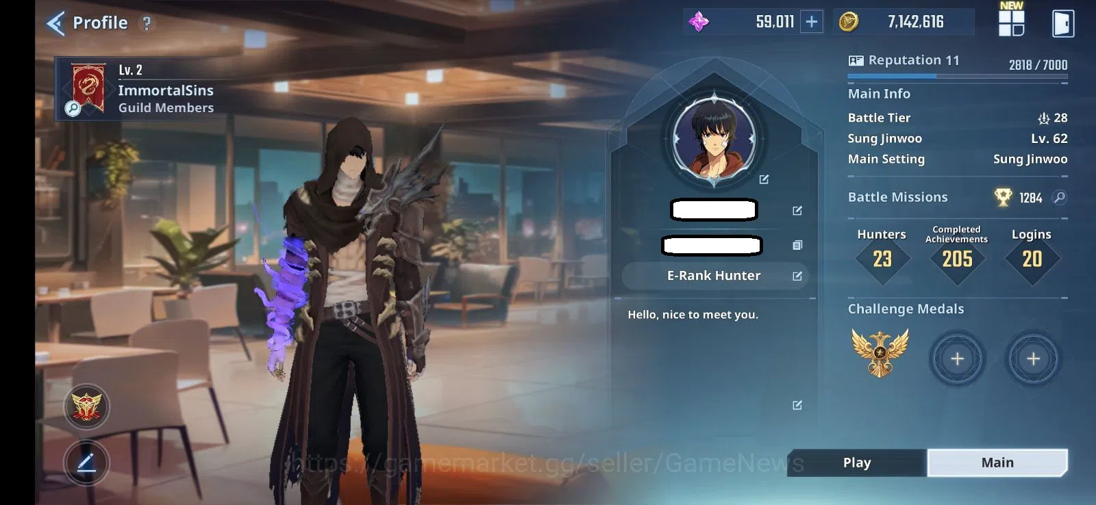 Solo Leveling: ARISE Accounts Power 490K |10SSR|59k Stones + 100 Rate Ticket + 454 Custom Ticket | AmamiyaA5+sign 3