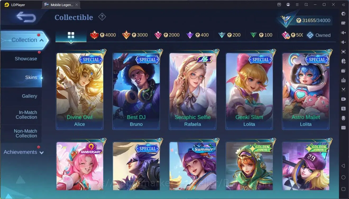 Mobile Legends: Bang Bang Accounts Collector Global |Hero 107|Skin 161|Expert|CC Natalia|Spongebob Cyclops|9th Fanny|Lunar 12