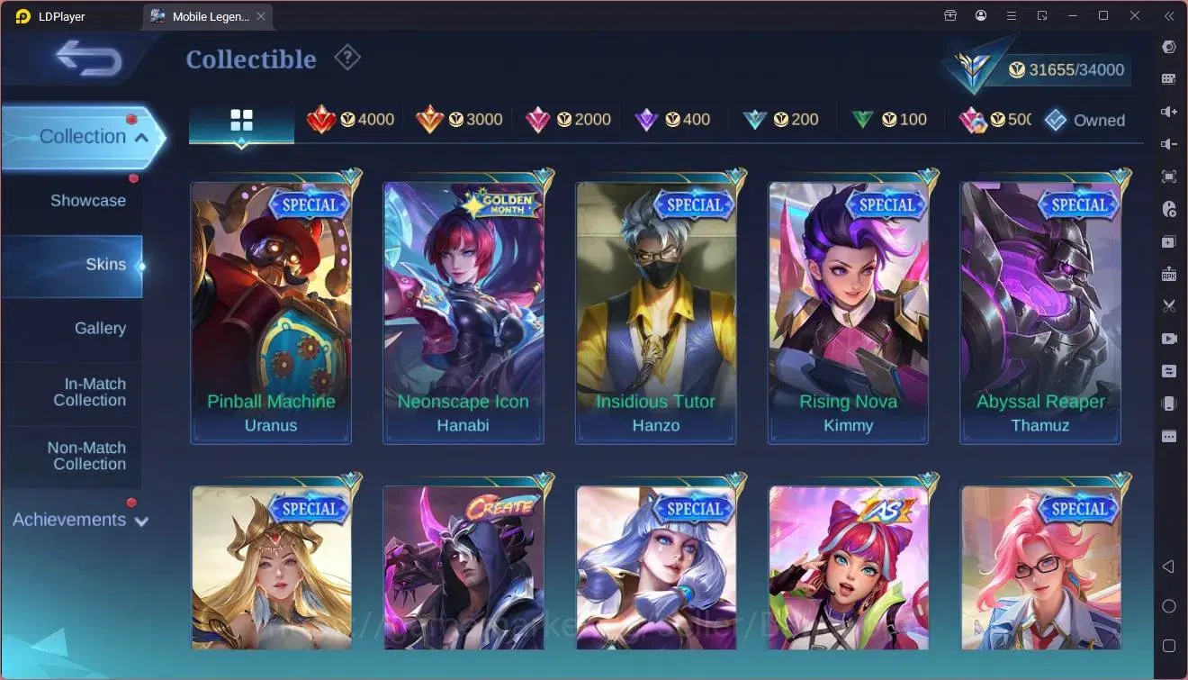 Mobile Legends: Bang Bang Accounts Collector Global |Hero 107|Skin 161|Expert|CC Natalia|Spongebob Cyclops|9th Fanny|Lunar 16