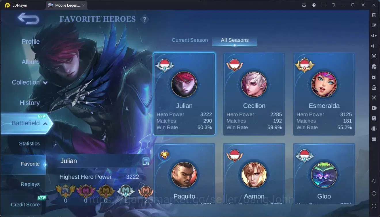 Mobile Legends: Bang Bang Accounts Collector Global |Hero 107|Skin 161|Expert|CC Natalia|Spongebob Cyclops|9th Fanny|Lunar 4