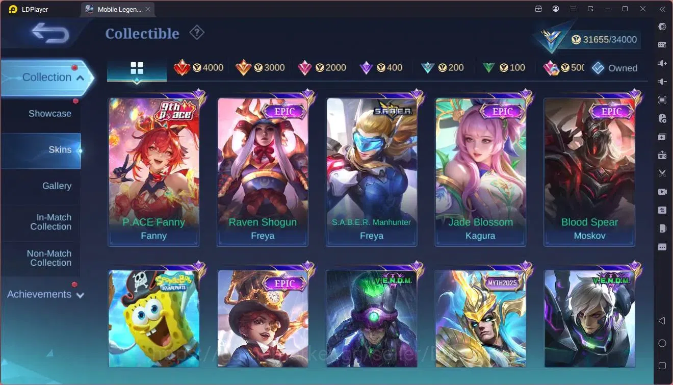 Mobile Legends: Bang Bang Accounts Collector Global |Hero 107|Skin 161|Expert|CC Natalia|Spongebob Cyclops|9th Fanny|Lunar 9