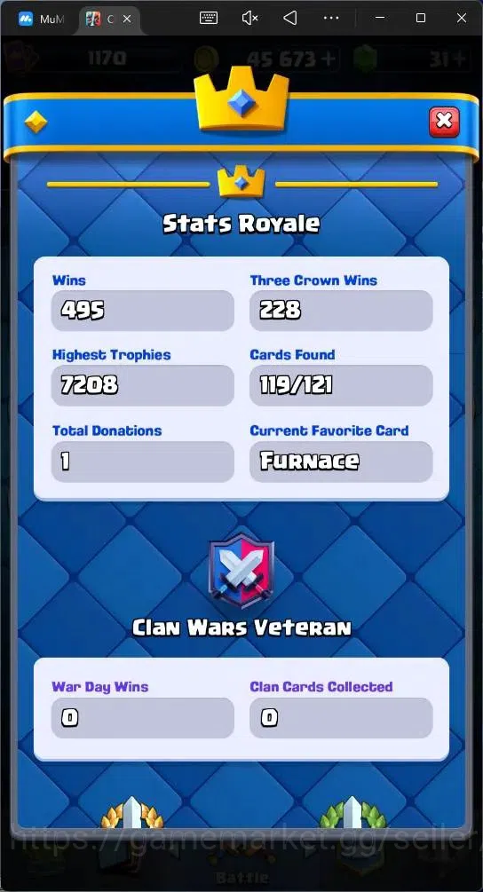 Clash Royale Accounts Mobile | KTL 12 | Trophy 7151 | Cards 119 | 6 Cham image 14